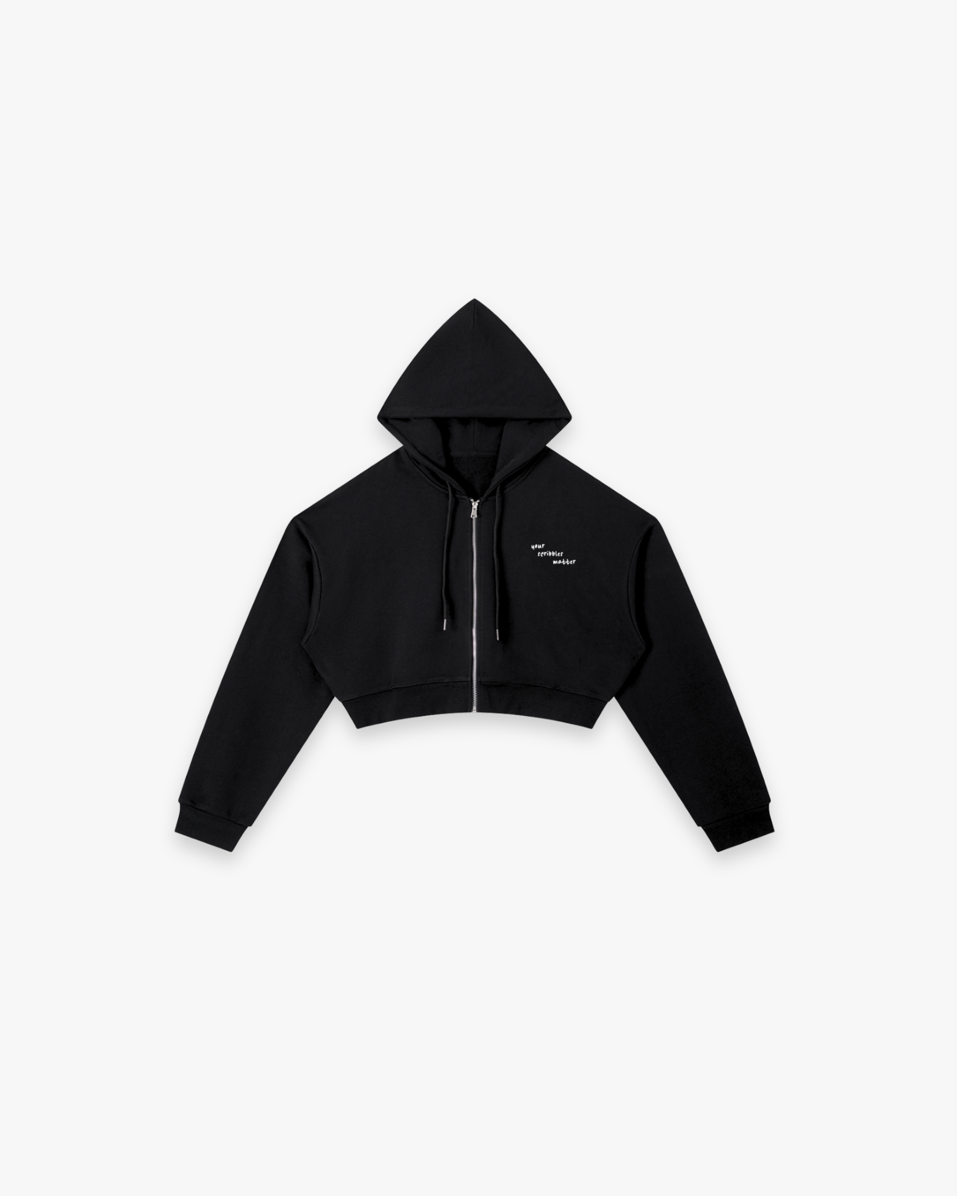 The "Scribble" Cropped Zip-Up Hoodie